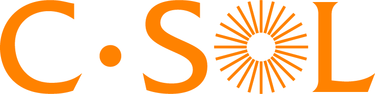C-SOL logo with orange text and sun graphic